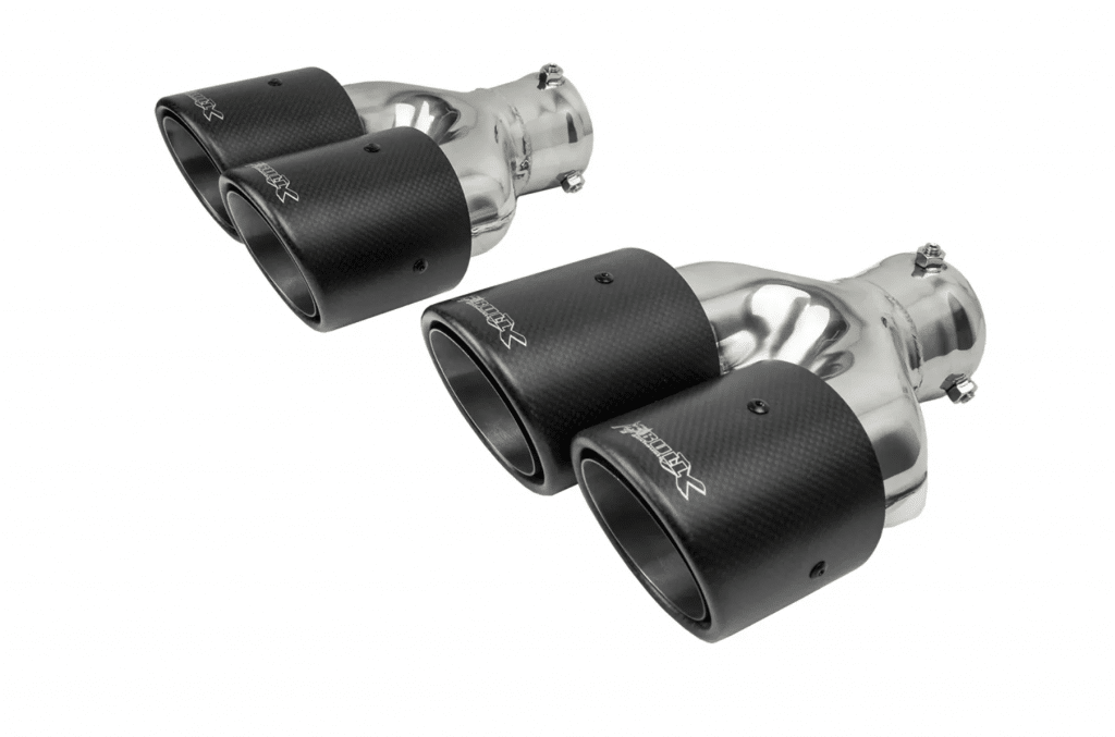 Bull-X Carbon Fiber Uitlaatsierstukken - Y-style Rond met ronde rand - 2 stuks - Versprongen