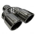 Bull-X RVS Uitlaatsierstukken - Y-style Rond met ronde rand - 76mm - Versprongen