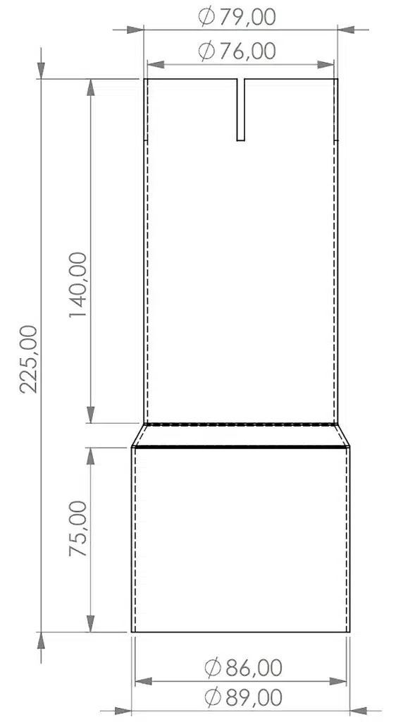 Bull-X RVS aansluitadapter Uitlaat/Downpipe - 88,9 > 76mm - Gesleufd - 225mm lang
