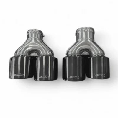 Bull-X RVS Uitlaatsierstukken - Y-Style RondSchuin - ZWART - EGO-X - Set van 2