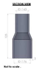 Siliconhoses - Siliconen Reduceerslang - 76mm naar 63mm - Afmetingen