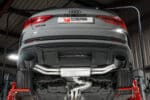 Scorpion RVS Sportuitlaat - Audi RSQ3 F3 2.5 TFSI Quattro met kleppen gemonteerd op een nardo grijze Audi RSQ3 Sportback
